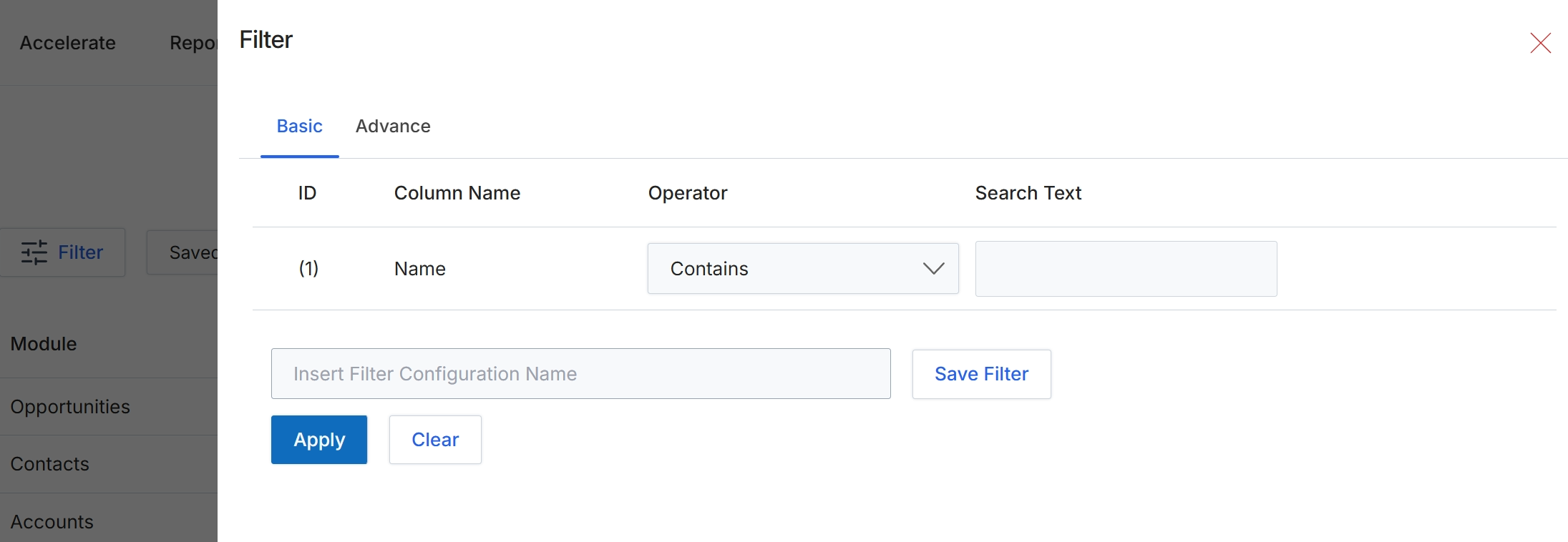 Filter dialog for list views