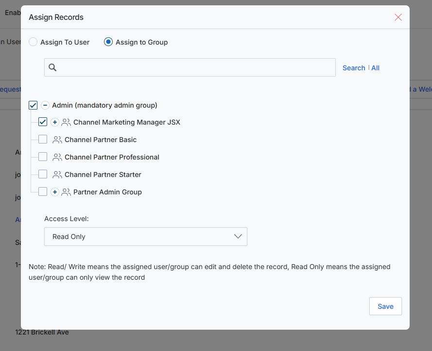 Assign Records dialog