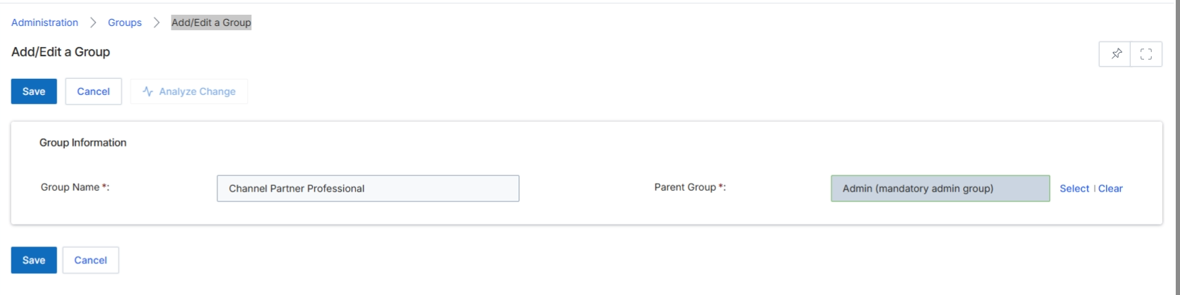 Add/Edit a Group form