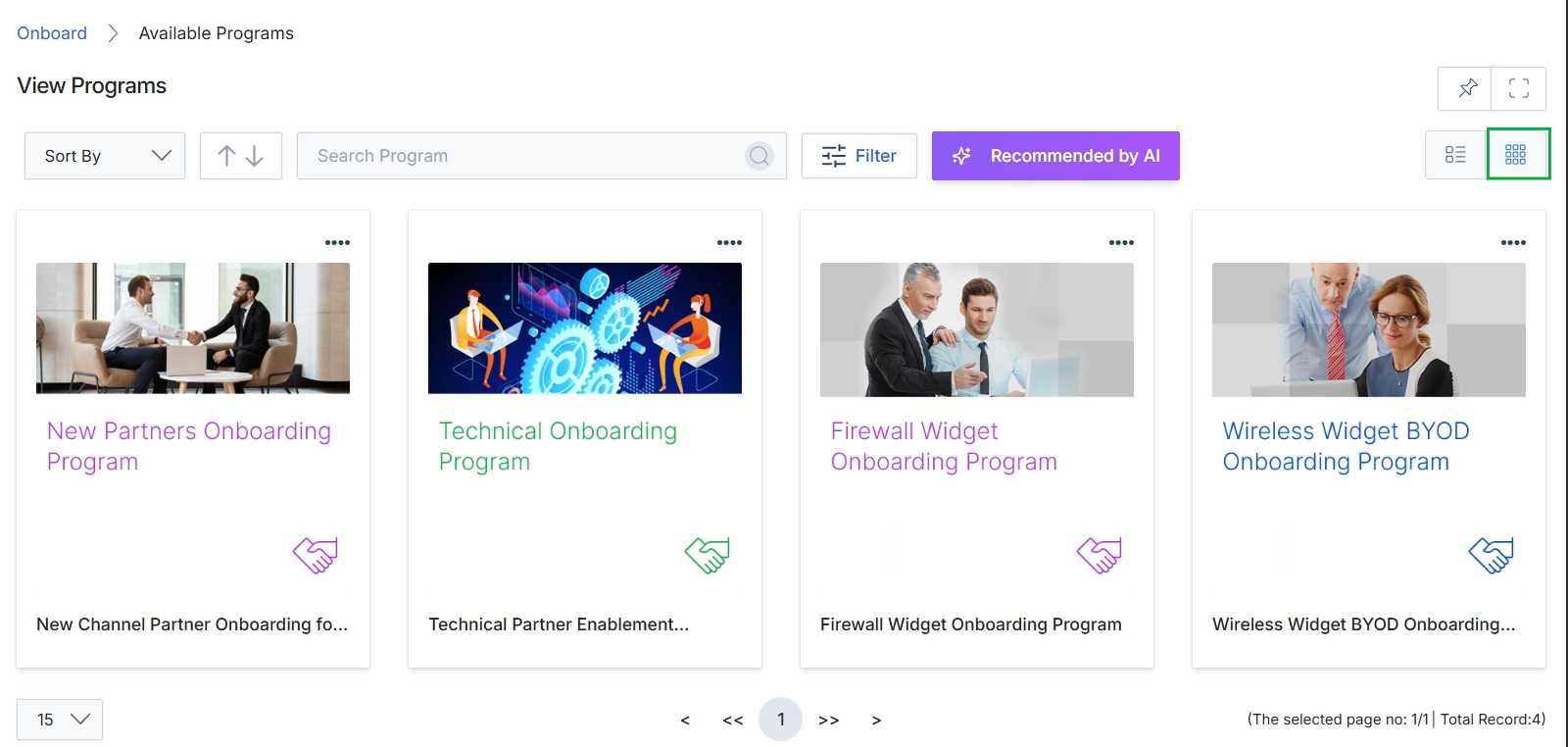 Available Programs in grid view