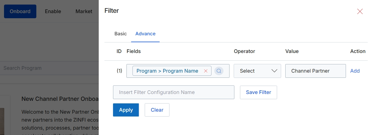 Advanced Filter modal