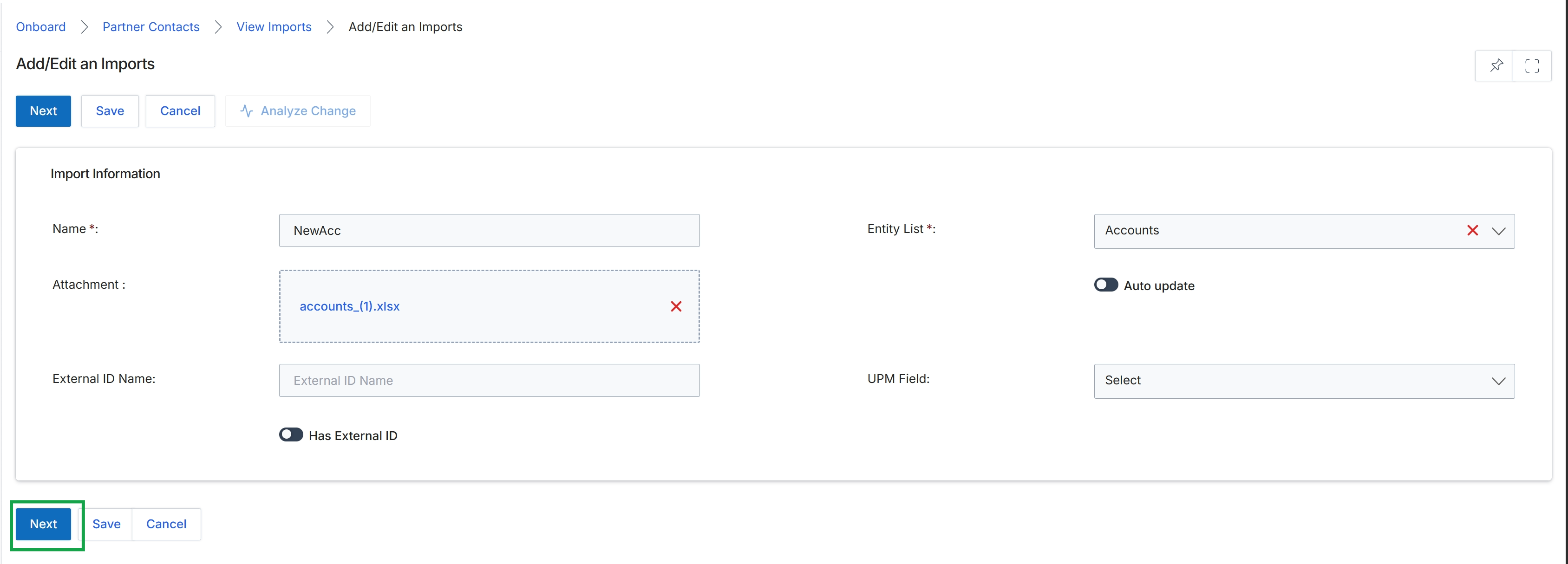 Add/Edit an Imports form