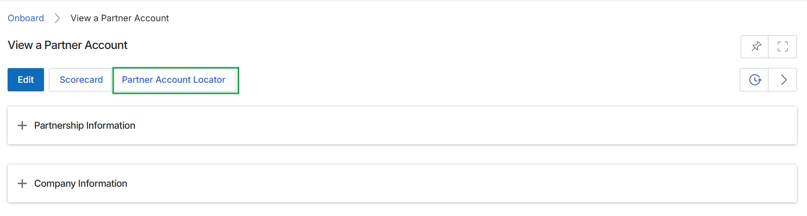 Partner account details with Scorecard button highlighted