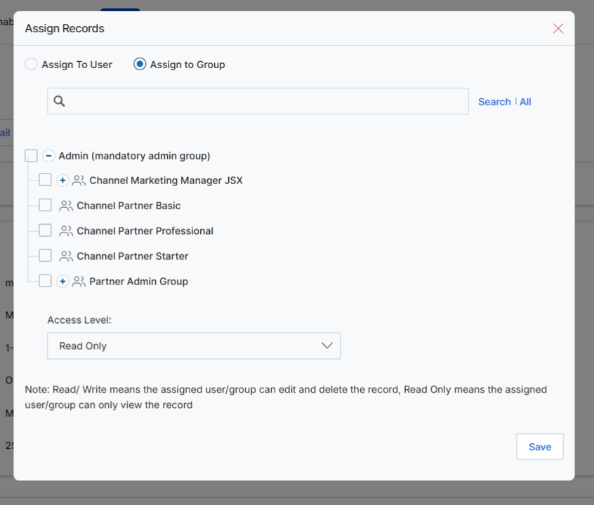 Assign Records dialog