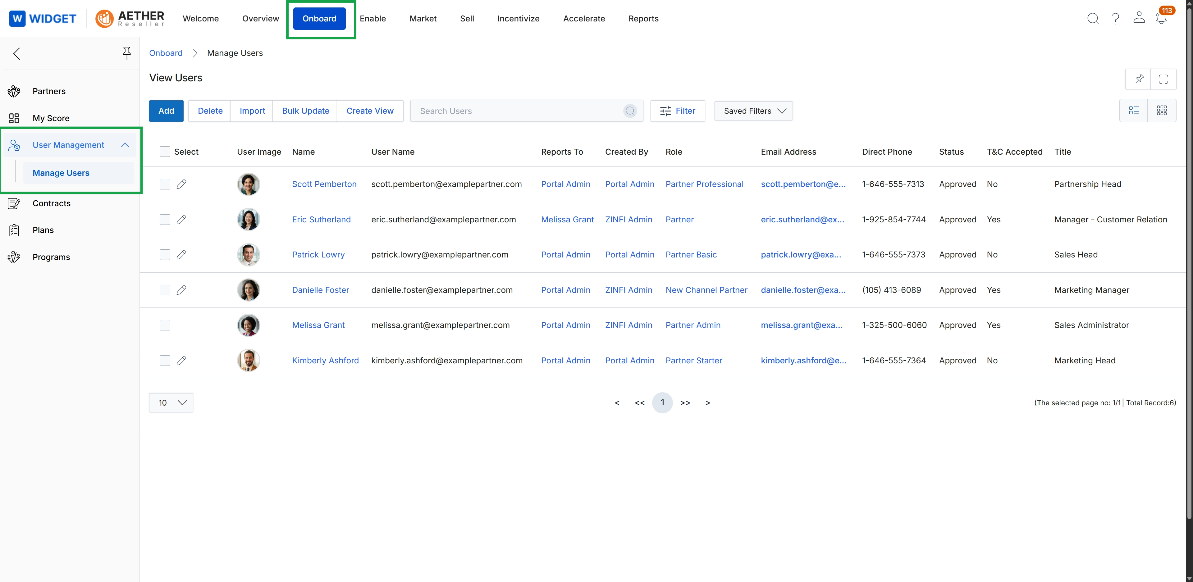 Onboard module, View Users list
