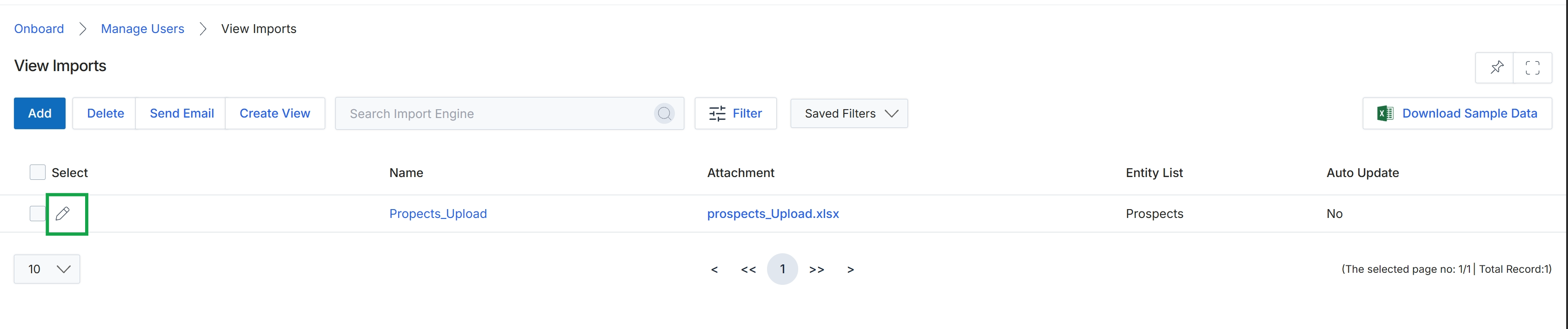 View Imports list